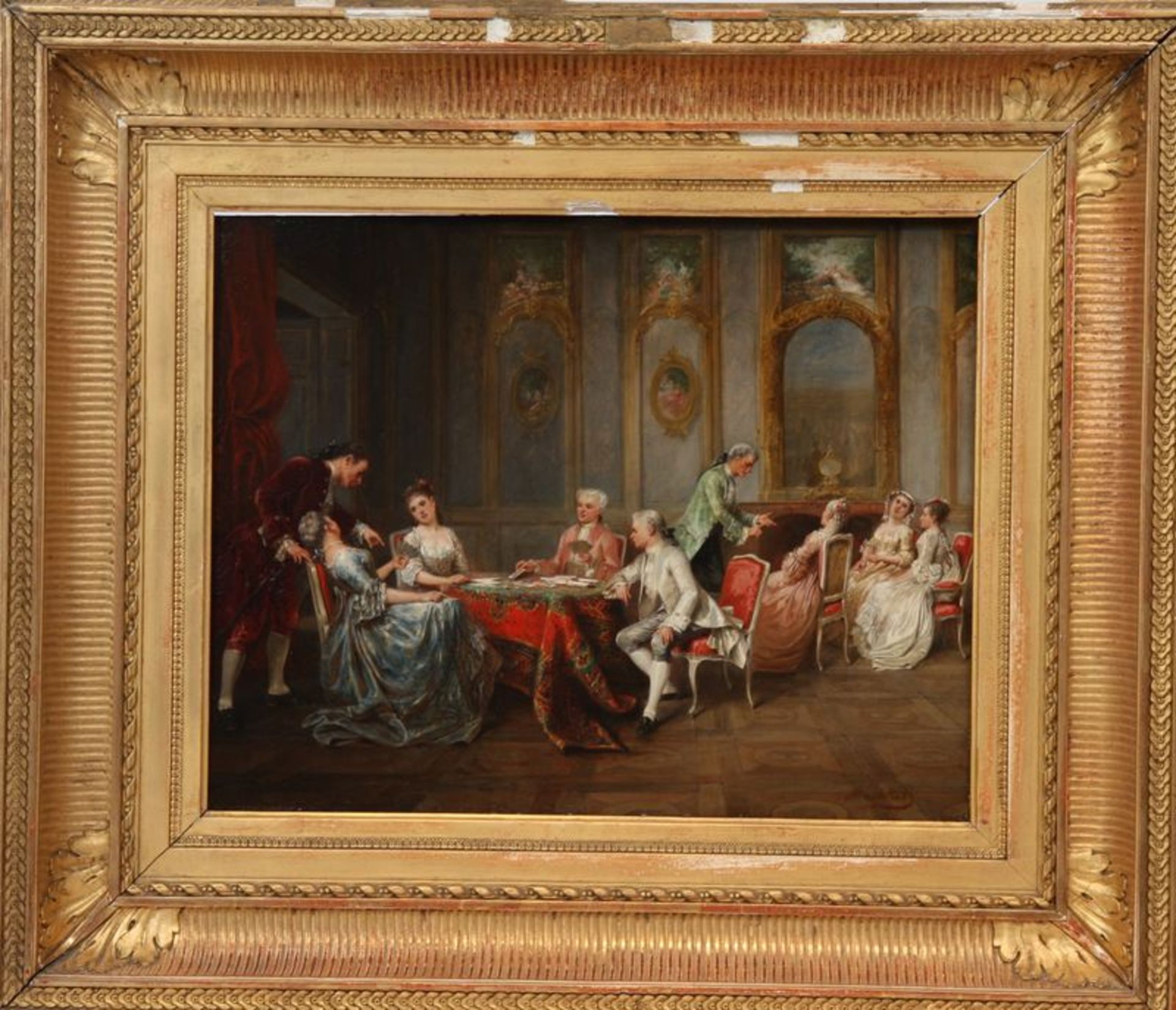 TABLEAU "SCENE DE GENRE, DANS UN SALON DU TEMPS DE LOUIS XV" DE MONFALLET [...]