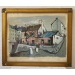 Claude ALIOTTI (19251989). VILLAGE EN HIVER - Gouache sur papier - H : 45 x L : 55 cm -