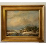 SCENE DE PATINAGE HOLLANDAISE - Epoque XIXe - H : 40 x L : 50 cm -