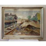 LES QUAIS A PARIS - Aquarelle encadrée sous verre - Portant la signature de Raymond [...]