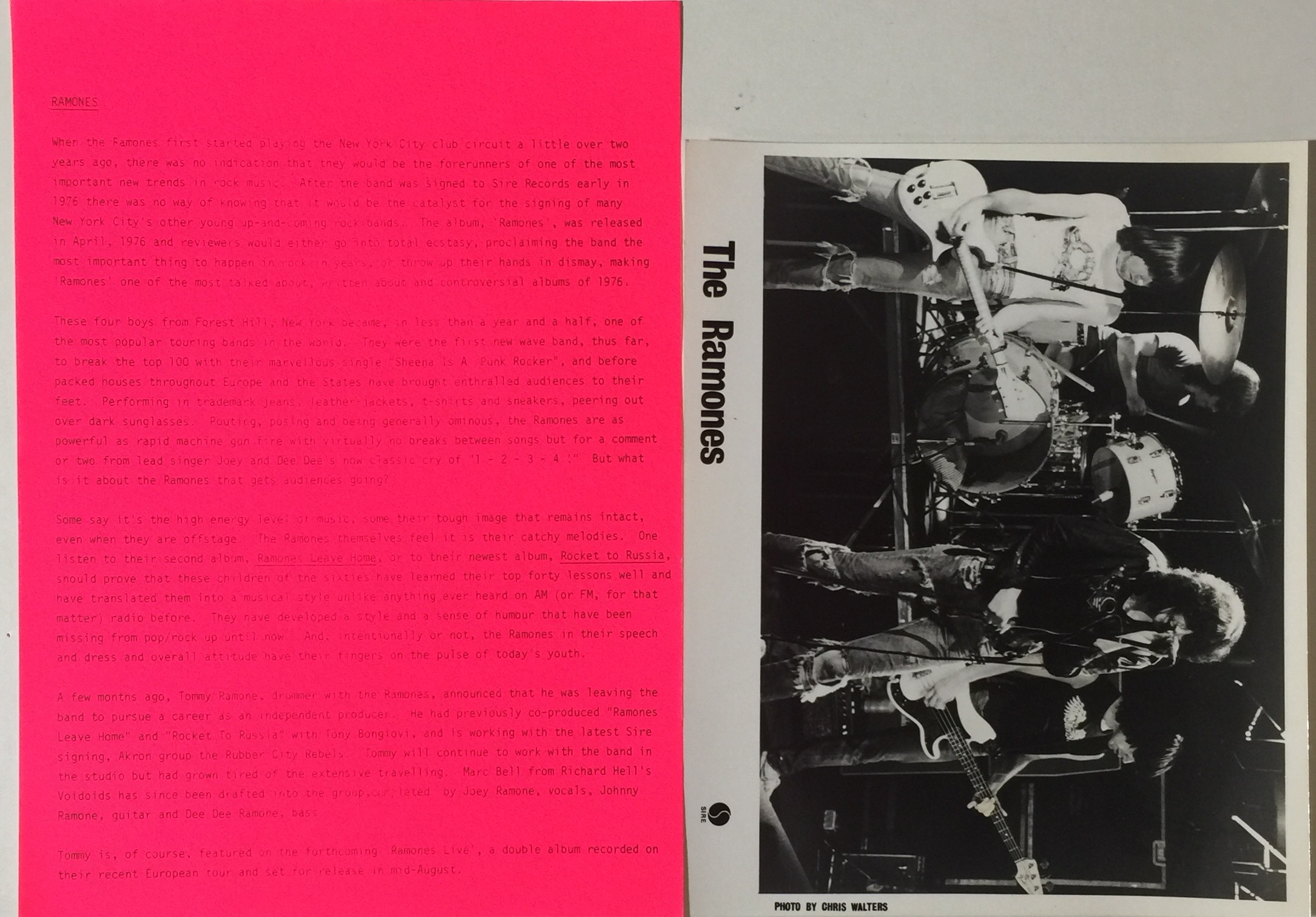 SIRE RECORDS PRESS KITS - RAMONES/REZILLOS ETC. - Image 2 of 5