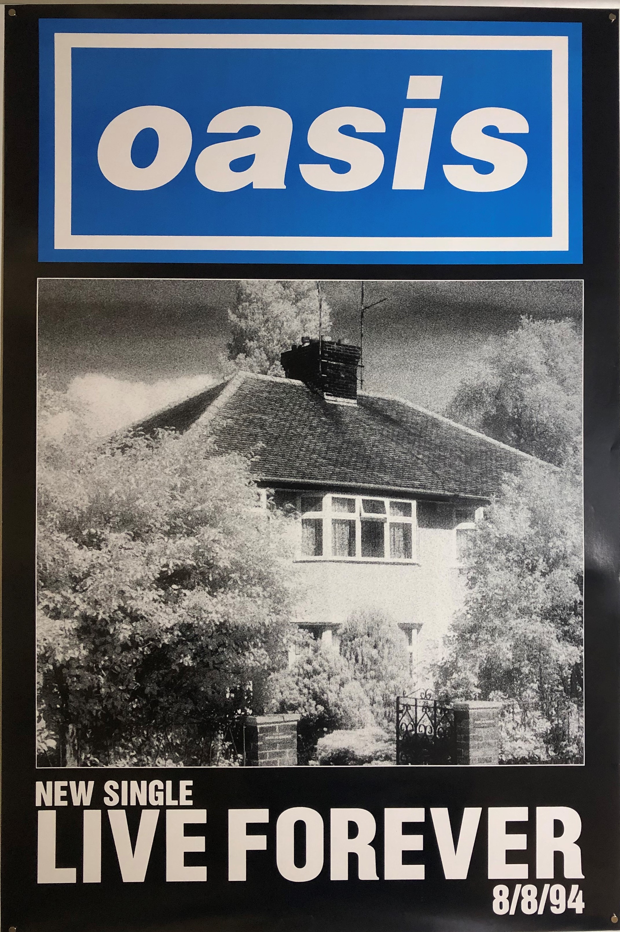 OASIS LIVE FOREVER PROMO POSTER. An original 1994 promo poster for Oasis - Live Forever.