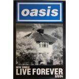 OASIS LIVE FOREVER PROMO POSTER. An original 1994 promo poster for Oasis - Live Forever.