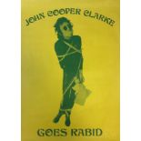 JOHN COOPER CLARKE. A 1977 promo poster for John Cooper Clarke's move to Rabid Records.