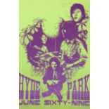 HYDE PARK 1969 BLIND FAITH. An original poster for Blind Faith's 1969 Hyde Park appearance.