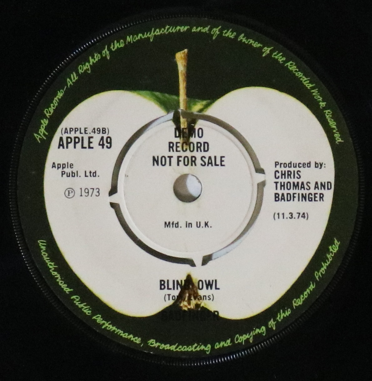 BADFINGER - APPLE OF MY EYE (PROMO - APPLE 49). - Image 3 of 3