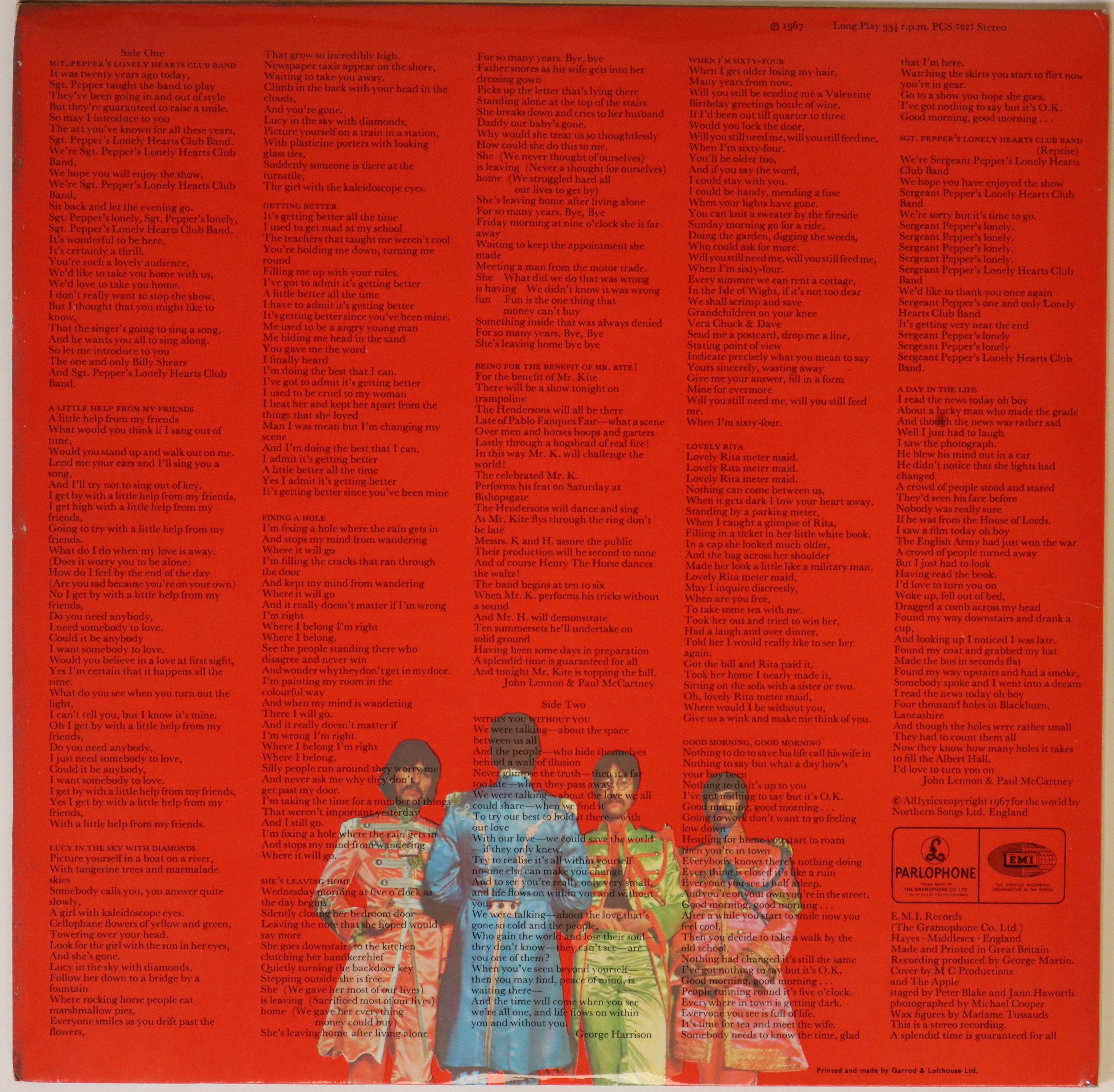 THE BEATLES - SGT PEPPER'S LONELY HEARTS CLUB BAND LP (IRISH EMERALD CONTRACT PRESSING - PCS 7027). - Image 2 of 4