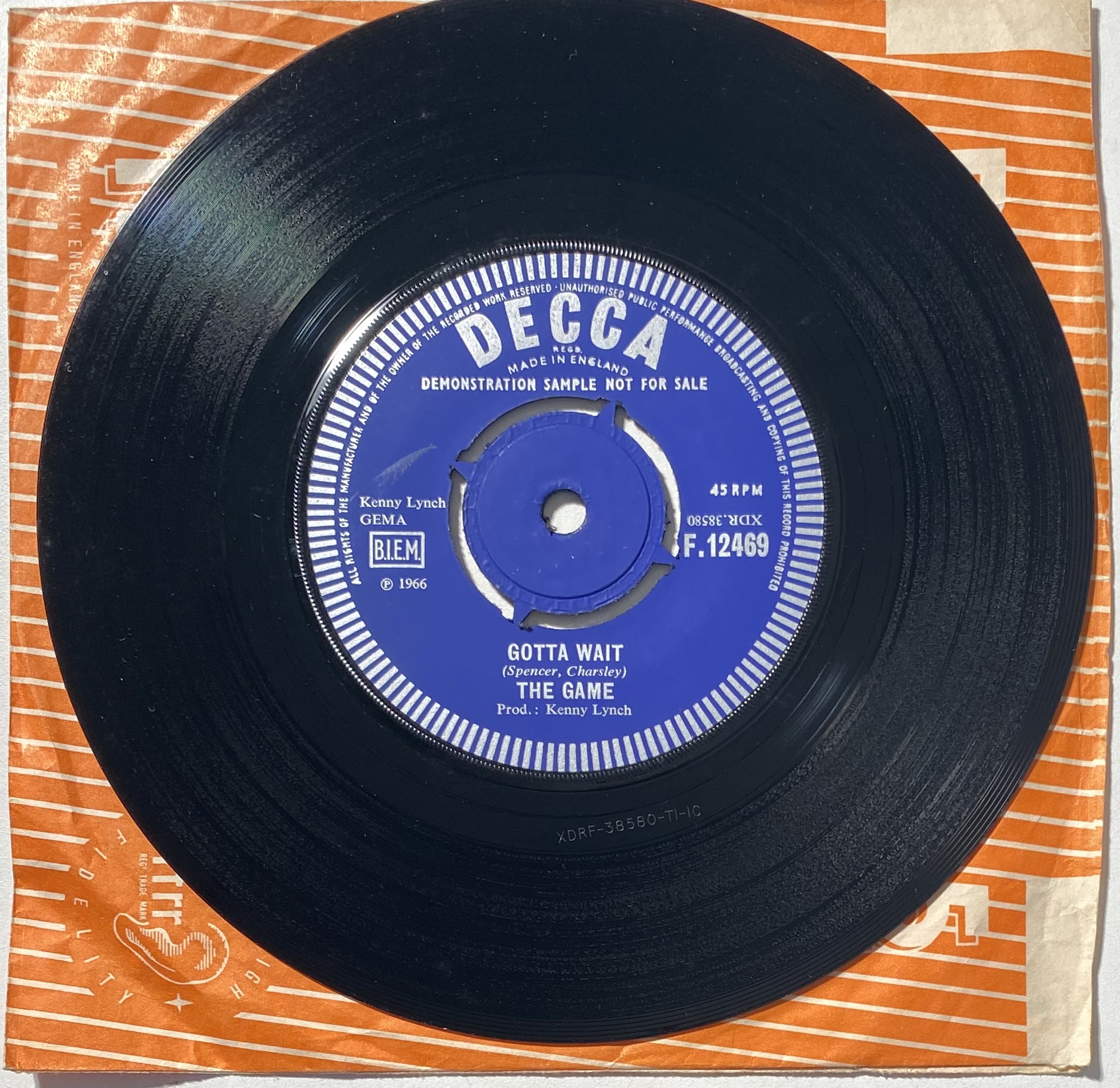 THE GAME GONNA GET ME SOMEONE 7 ORIGINAL UK DEMO DECCA F 12469 Another Top Rarity From