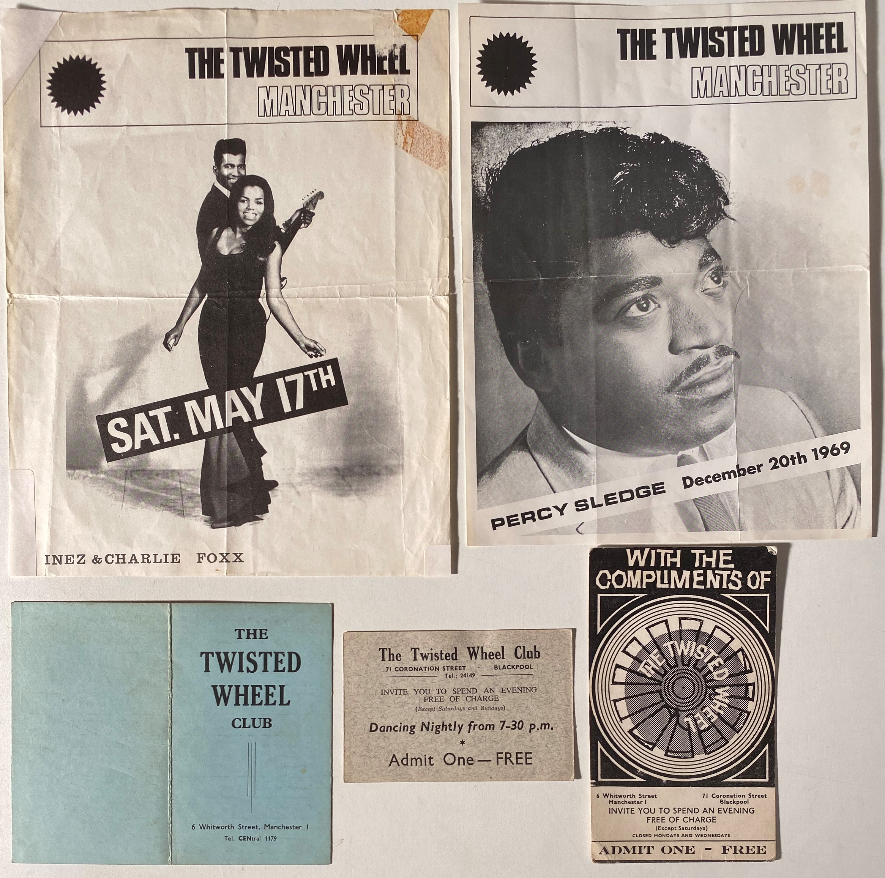 TWISTED WHEEL MANCHESTER TICKETS/FLYERS.