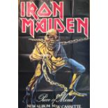 IRON MAIDEN. An original 1983 issued, folded poster advertising Iron Maiden - Piece of Mind.