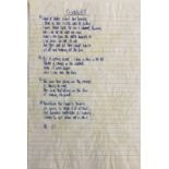 OASIS NOEL GALLAGHER HANDWRITTEN LYRICS - CLOUDBURST.