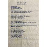 OASIS NOEL GALLAGHER HANDWRITTEN LYRICS - MY BIG MOUTH.