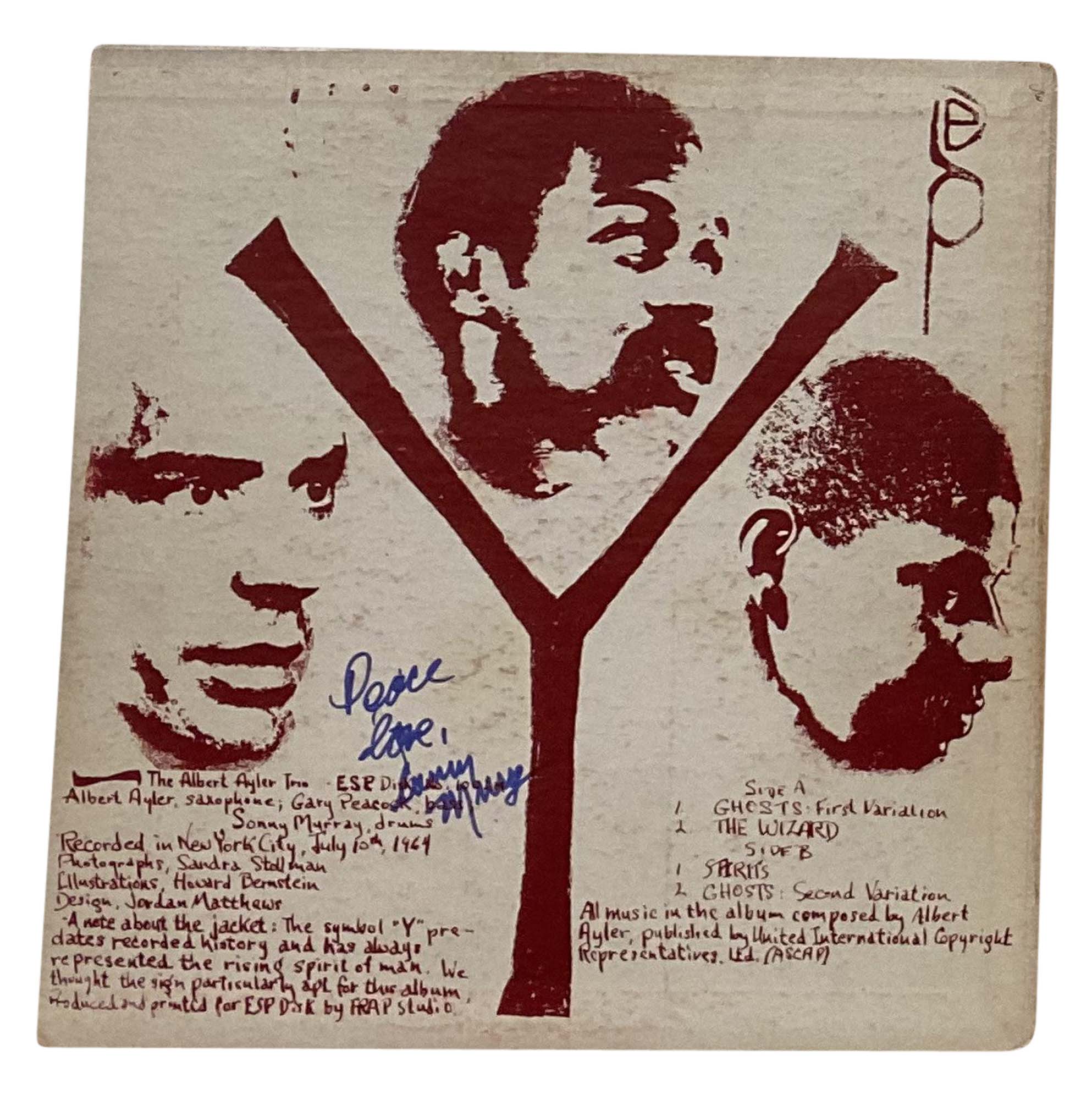 ALBERT AYLER TRIO - SPIRITUAL UNITY SIGNED COPY (ESP 1002). - Image 2 of 6