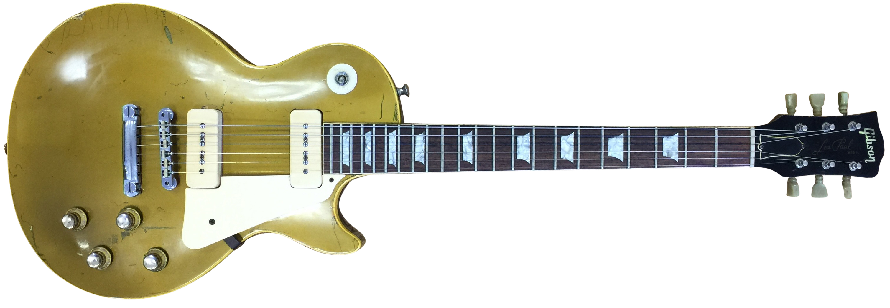 GIBSON LES PAUL GOLDTOP 1969 ELECTRIC GUITAR. With a 59' neck and pickups.