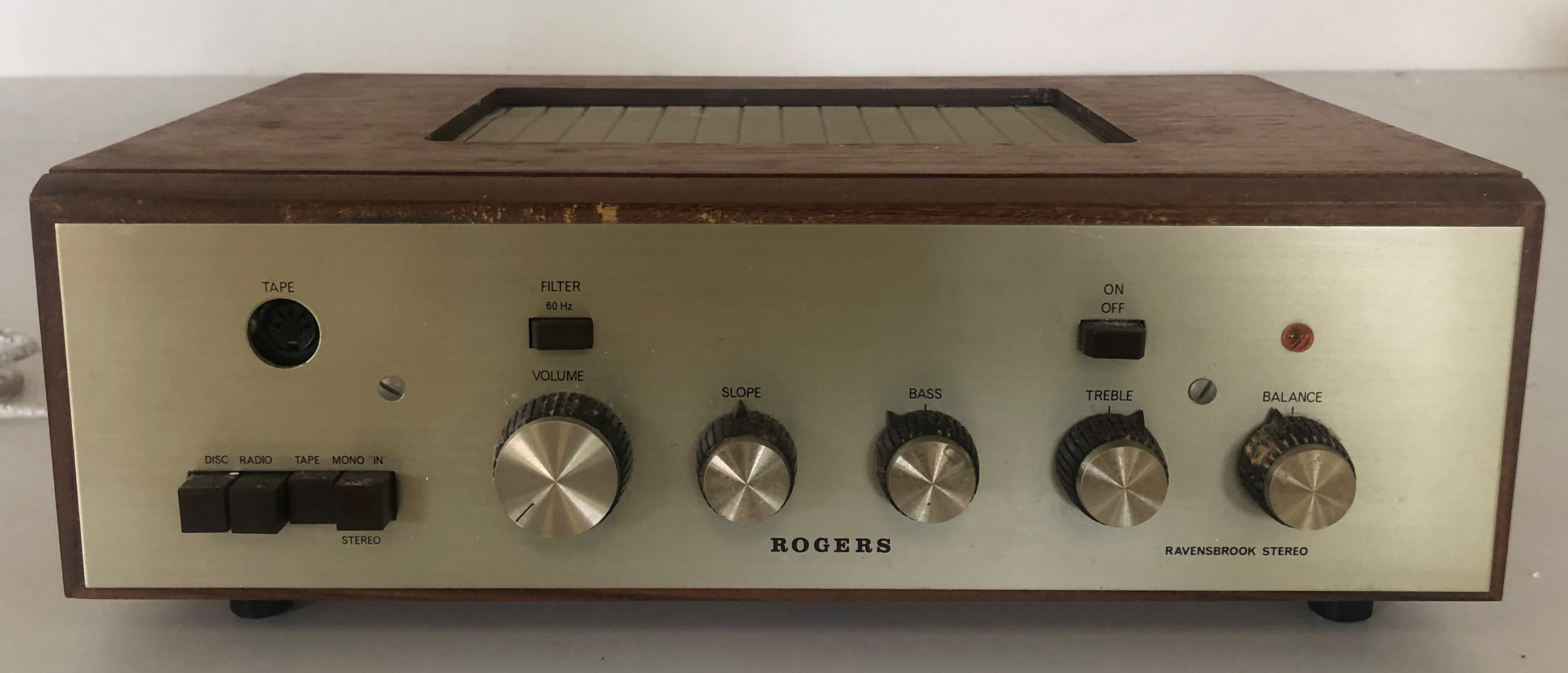 ROGERS RAVENSBROOK STEREO AMPLIFIER. An original Rogers amplifier with original box.