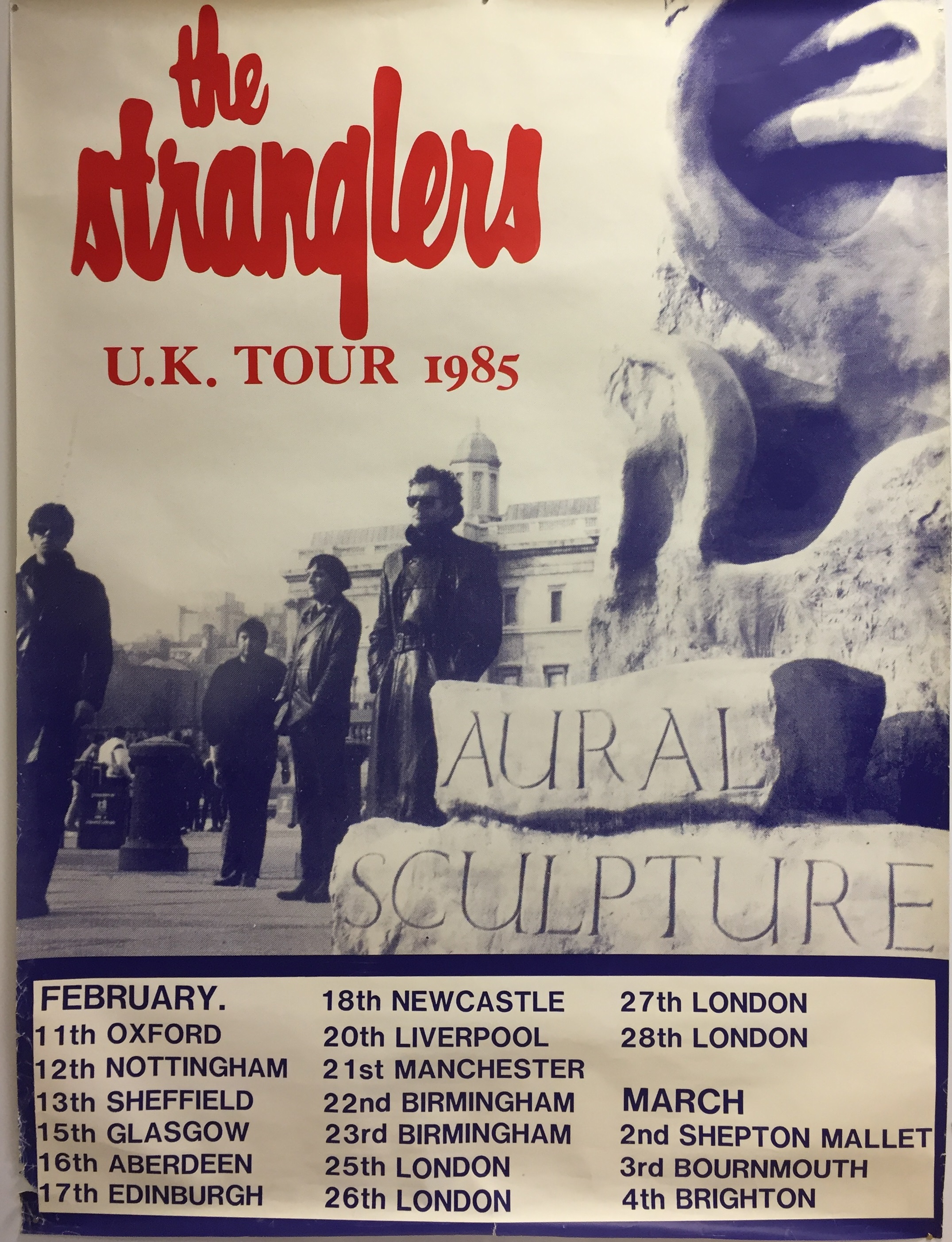 THE STRANGLERS AURAL SCULPTURE TOUR POSTER. An original 1985 Stranglers Aural Sculpture tour poster.