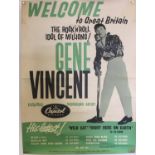 GENE VINCENT WELCOME TO GREAT BRITAIN 1959 POSTER.