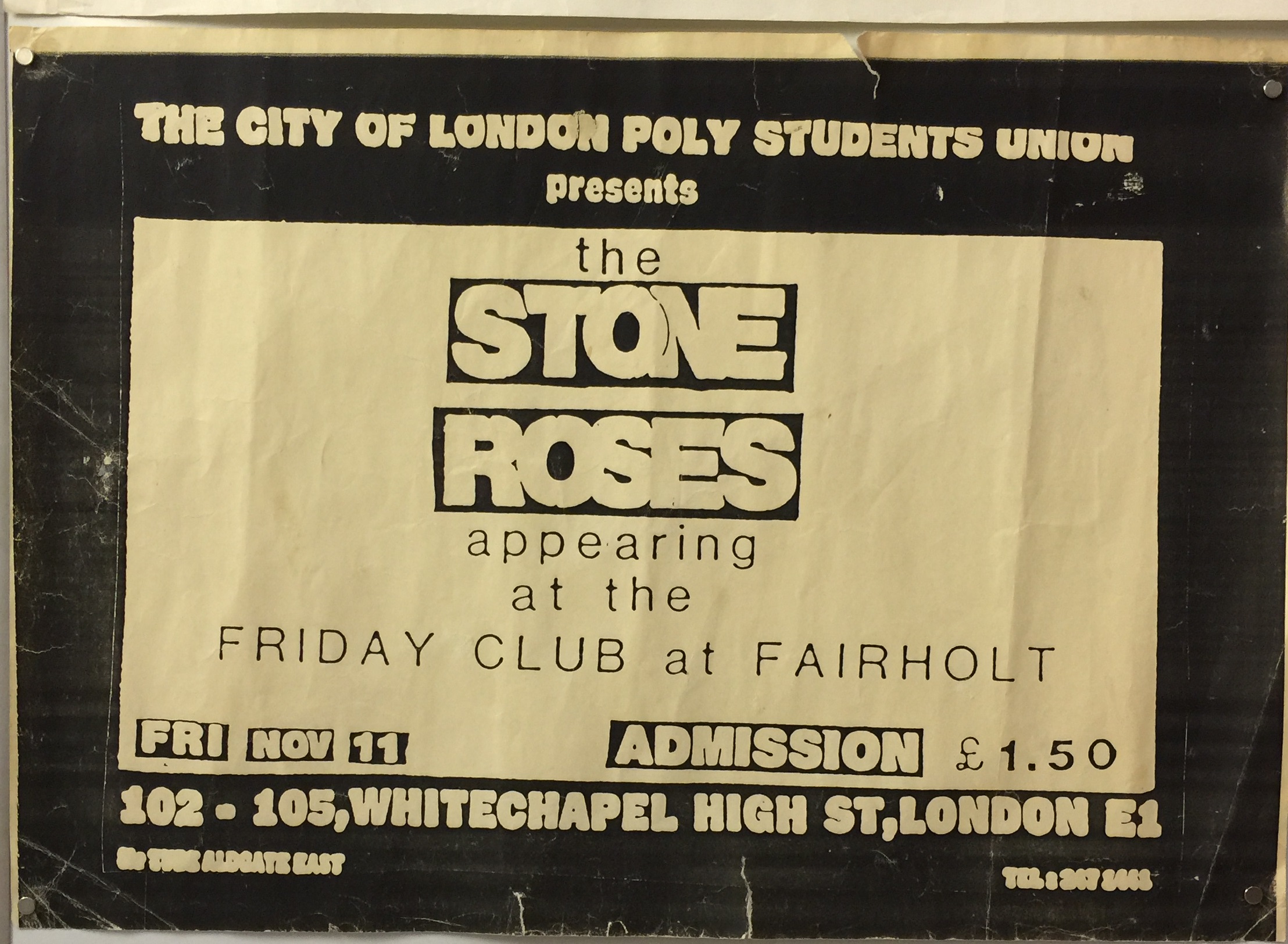 STONE ROSES SU CONCERT POSTERS. Two original listings posters for two 1989 concerts. - Image 3 of 3