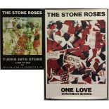 STONE ROSES POSTERS. Two posters: a Silvertone 'Turns Into Stone' promo poster (16.