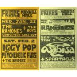 FRIARS AYLESBURY THE RAMONES/IGGY POP ORIGINAL 1977 AND 1980 DOUBLE SIDED FLYERS .