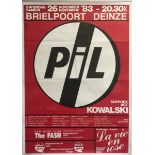 PIL POSTER AND FLYER. An original poster for a 1983 PIL concert in Ghent. Measures approx 24 x 34".