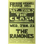 FRIARS AYLESBURY THE CLASH / RAMONES DOUBLE SIDED FLYER 1980.