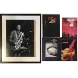 DAVID REDFERN SIGNED ORNETTE COLEMAN PRINT AND BOOKS.