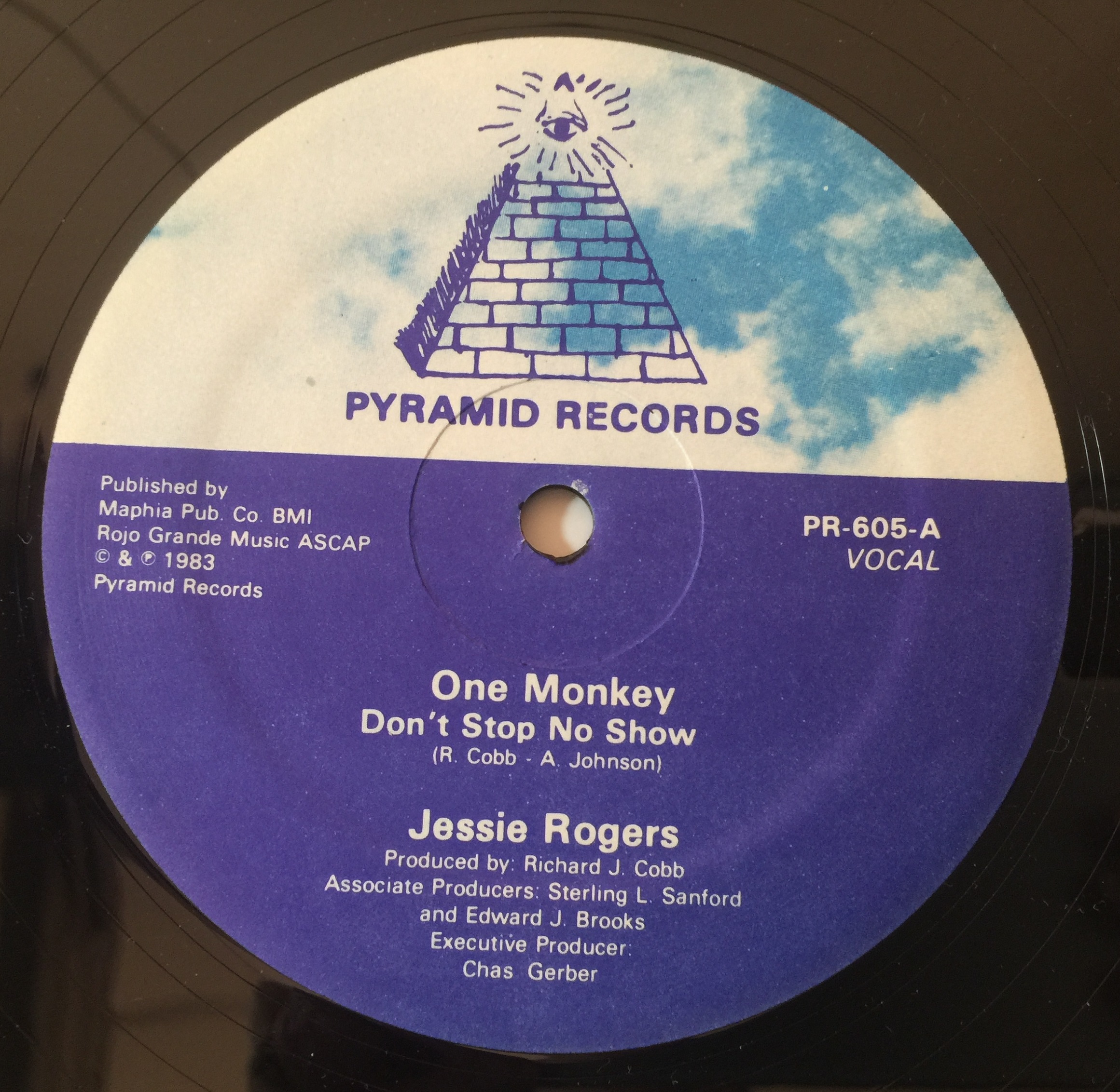 JESSIE ROGERS - ONE MONKEY DON'T STOP NO SHOW 12" (ORIGINAL US PRESSING - PYRAMID RECORDS PR-605). - Image 3 of 4