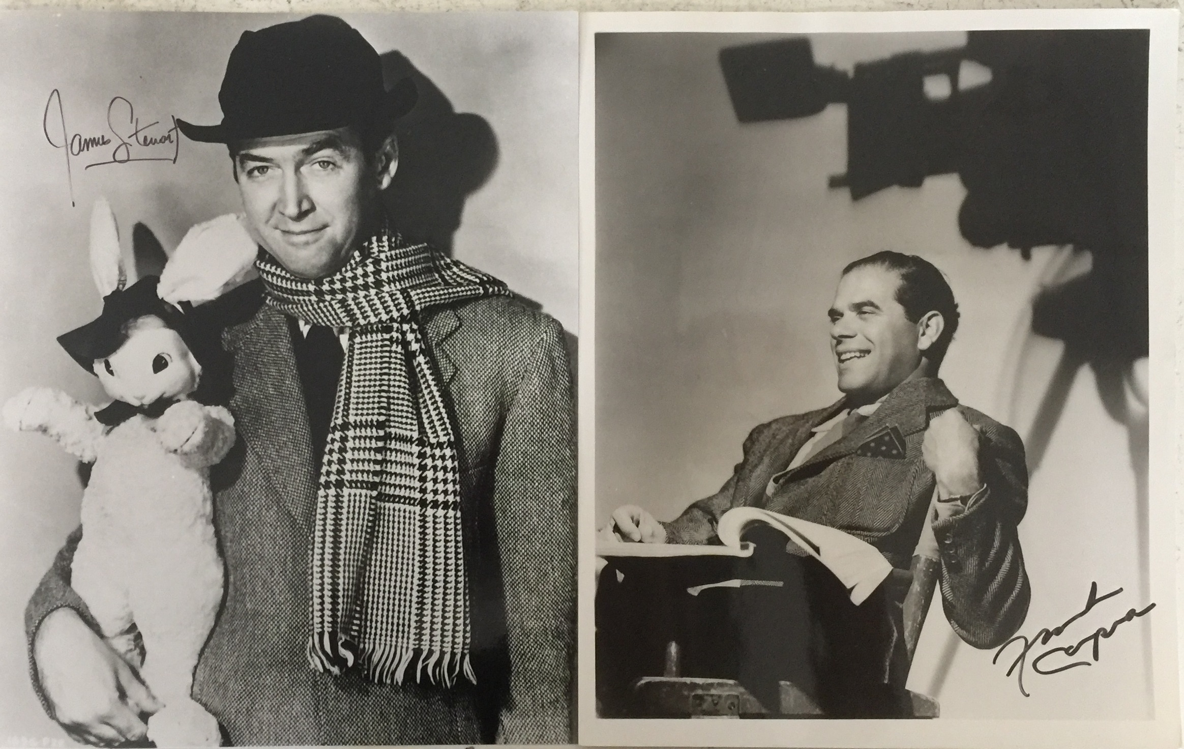 JAMES STEWART / FRANK CAPRA. Two signed 8 x 10" photos, one by James Stewart, one by Frank Capra.