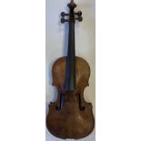 ANTIQUE VIOLA. A viola likely circa late 19th century, with case and bow. Back length 40cm.