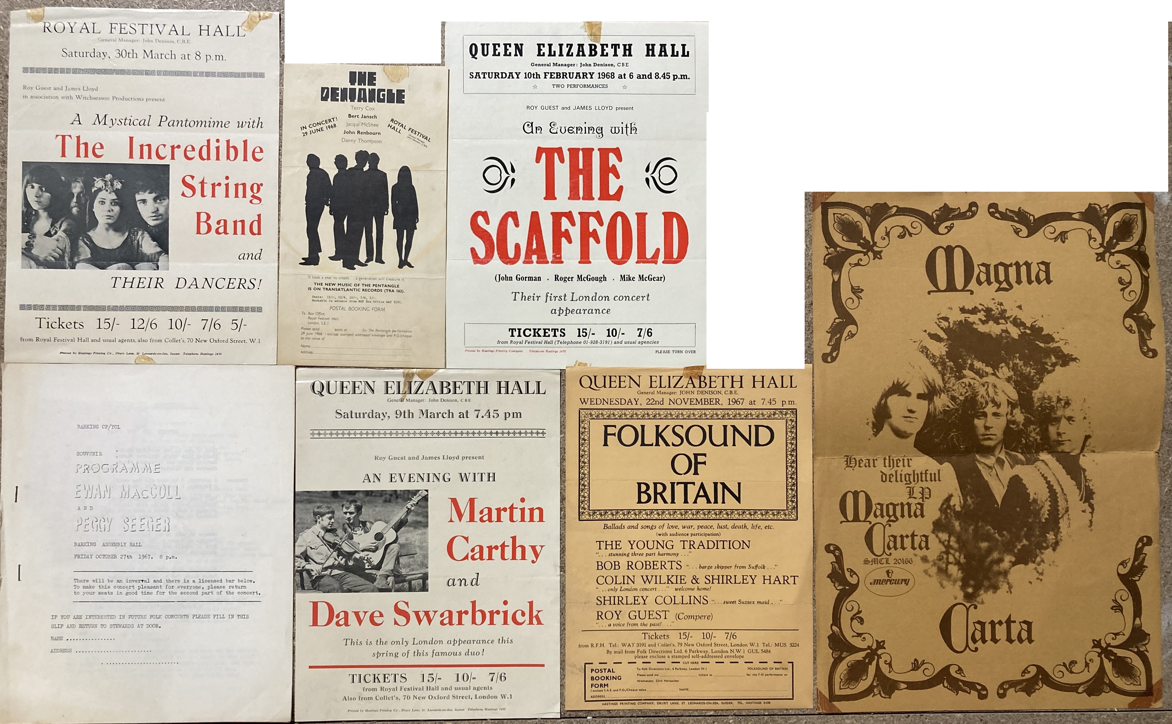 1960S FOLK MUSIC HANDBILLS/PROGRAMMES.