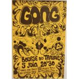 GONG POSTER. A circa 1975 poster for a Gong concert in France. Measures 30 x 44".