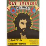 CAT STEVENS GERMAN TOUR POSTER. An original German issued poster for Cat Stevens' 1975 EU tour.