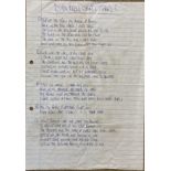 OASIS NOEL GALLAGHER HANDWRITTEN LYRICS - DO YOU KNOW WHAT I MEAN.