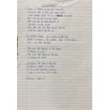 NOEL GALLAGHER OASIS HANDWRITTEN LYRICS - CLOUDBURST .