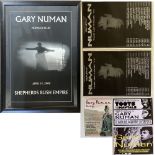 GARY NUMAN POSTERS. Eight Gary Numan posters to include framed 2000 Shepherds Bush (frame 27 x 37").