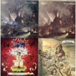 SIGNED METAL LPS AND TICKET STUBS.