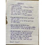 OASIS NOEL GALLAGHER HANDWRITTEN LYRICS - SUPERSONIC.