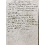 NOEL GALLAGHER OASIS HANDWRITTEN LYRICS - BRING IT ON DOWN.