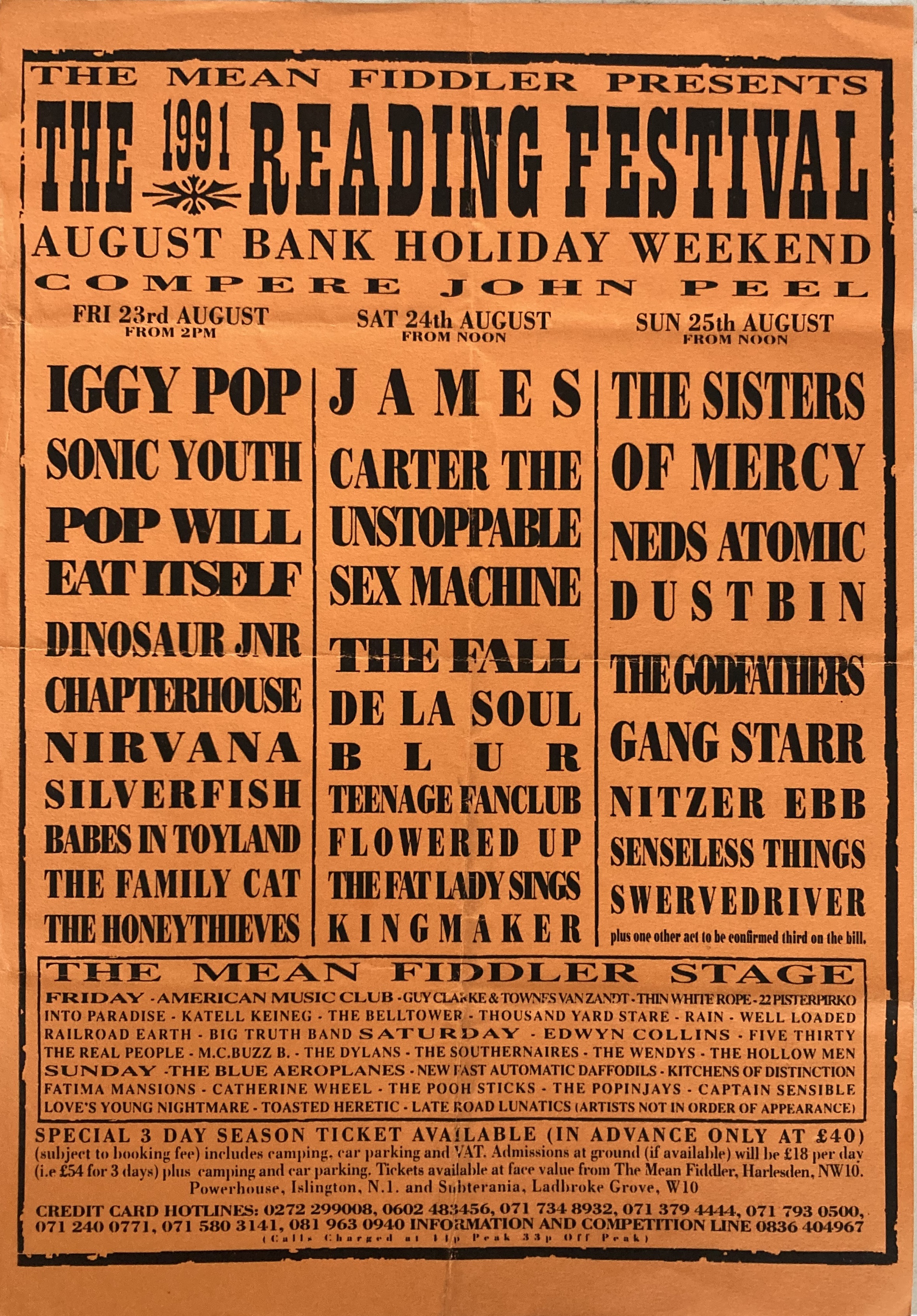 READING 1991 FLYER AND PROGRAMME - NIRVANA / SONIC YOUTH AND MORE. - Image 2 of 6