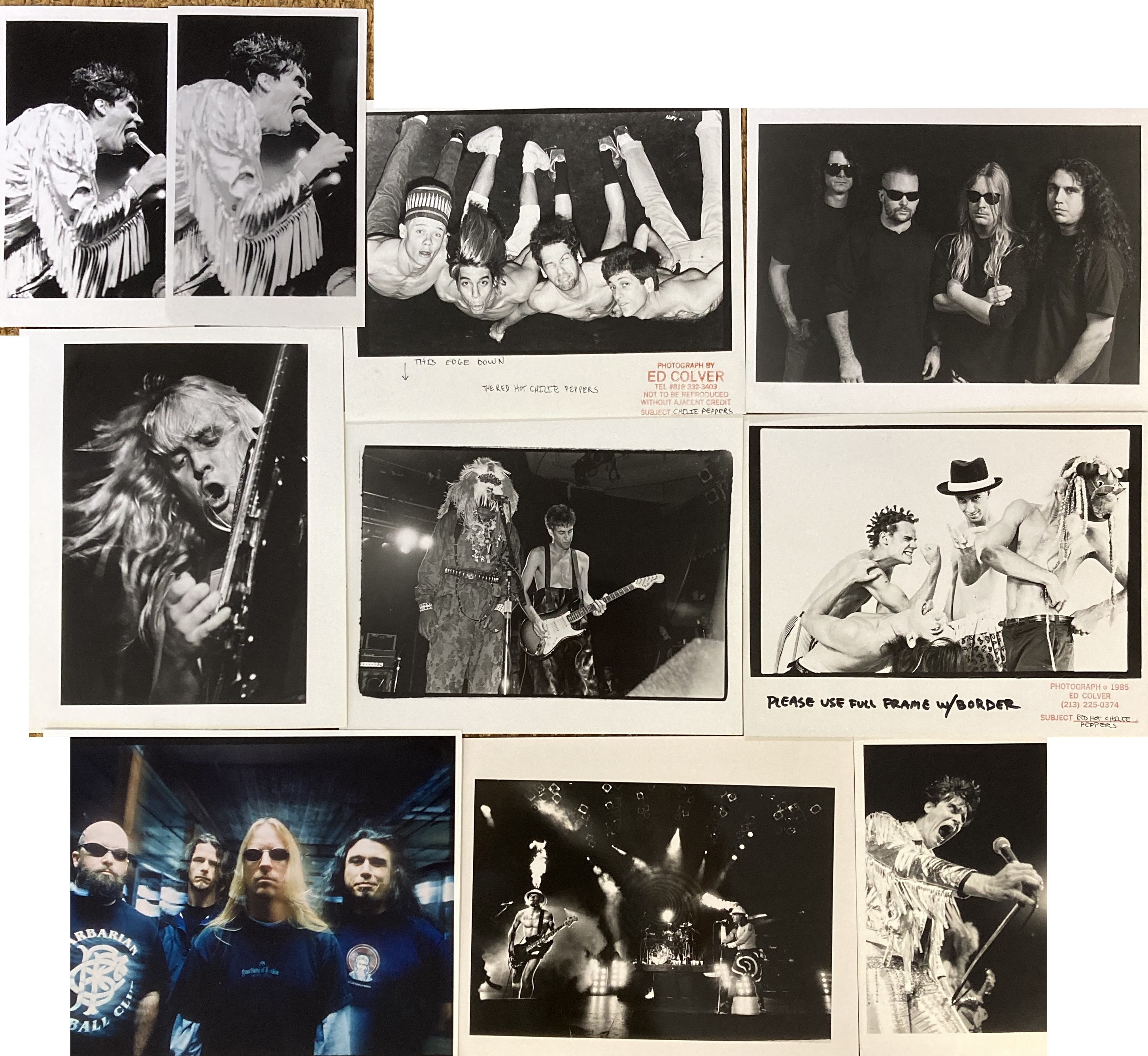 PROFESSIONAL/PROMOTIONAL MUSIC PHOTOGRAPHS - SLAYER/CRAMPS/RED HOT CHILI PEPPERS.