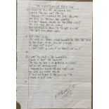 OASIS NOEL GALLAGHER HANDWRITTEN LYRICS - THE IMPORTANCE OF BEING IDLE.