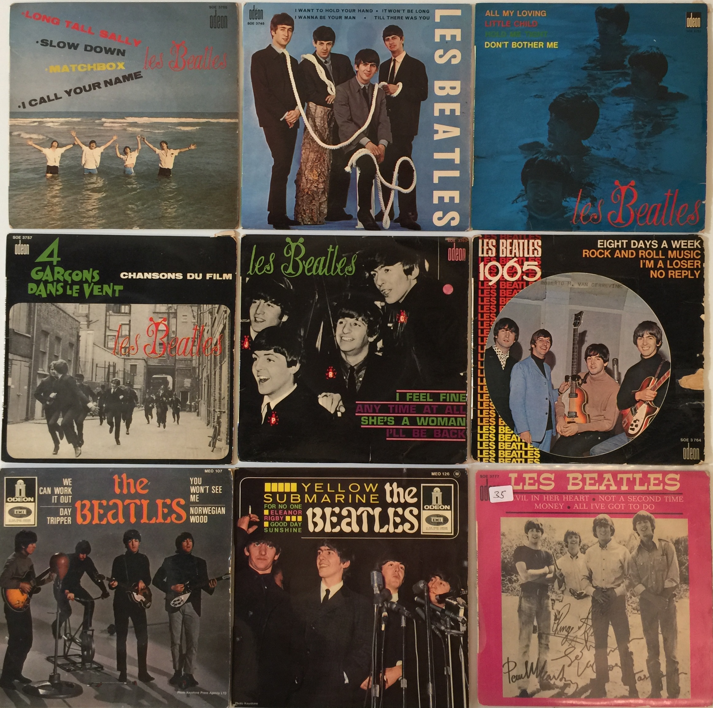 THE BEATLES - FRENCH 7" COLLECTION. A smashing collection of around 25 French pressed 7" records.