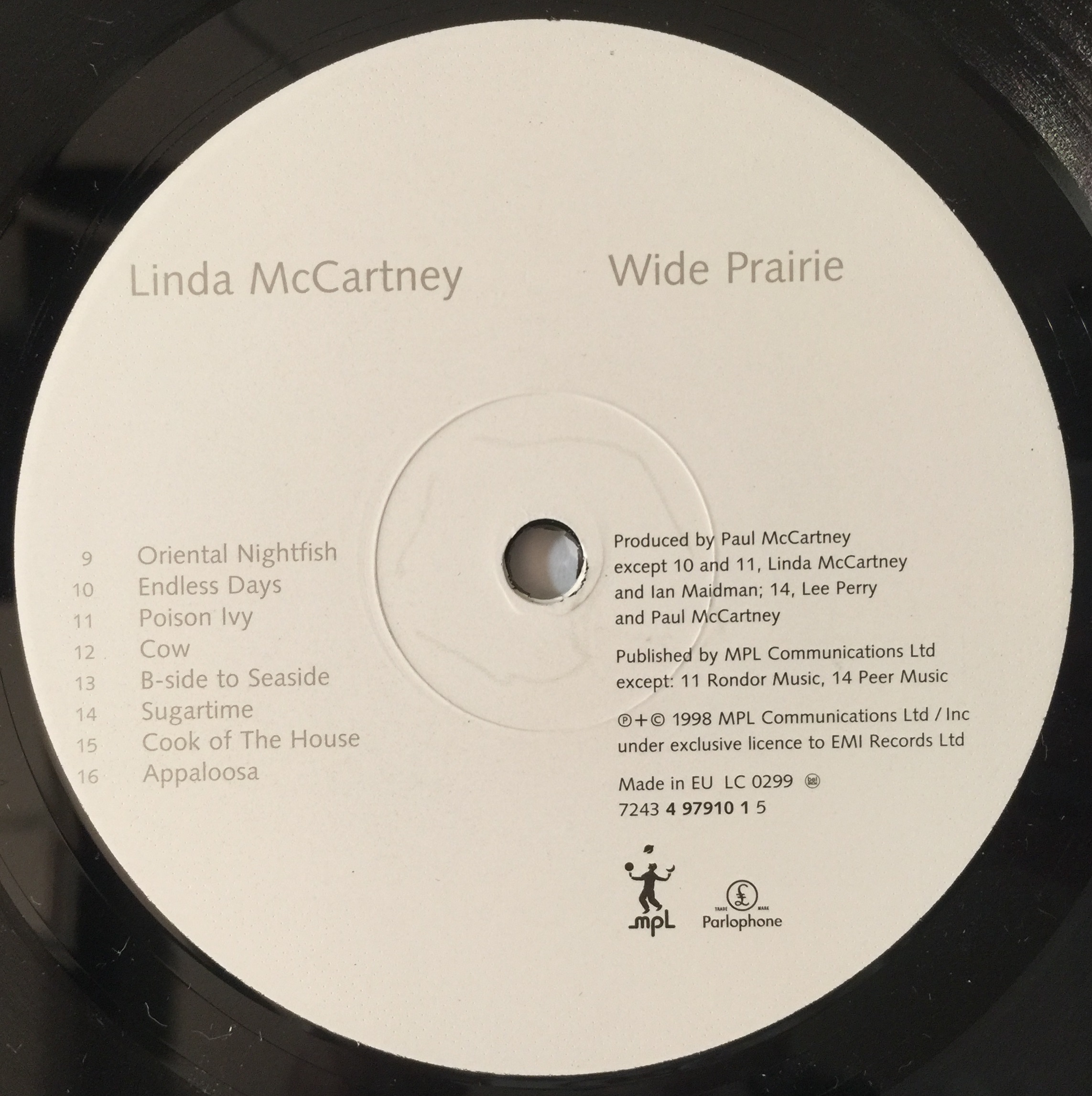 LINDA MCCARTNEY - WIDE PRAIRIE LP (ORIGINAL EU PRESSING - PARLOPHONE/MPL 4979101). - Image 4 of 4