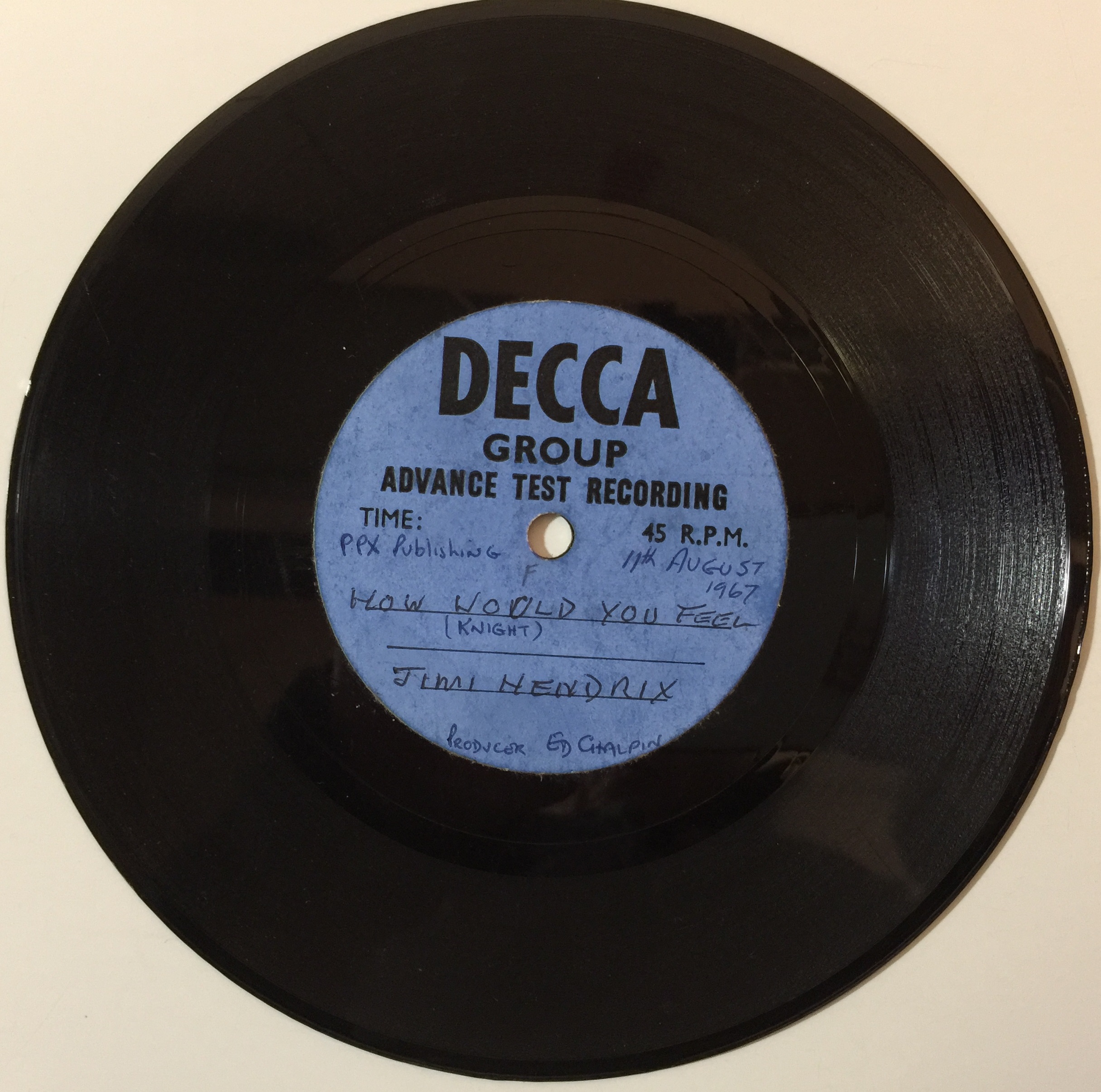 JIMI HENDRIX & CURTIS KNIGHT - HOW WOULD YOU FEEL C/W YOU DON'T WANT ME 7" ACETATE (DECCA