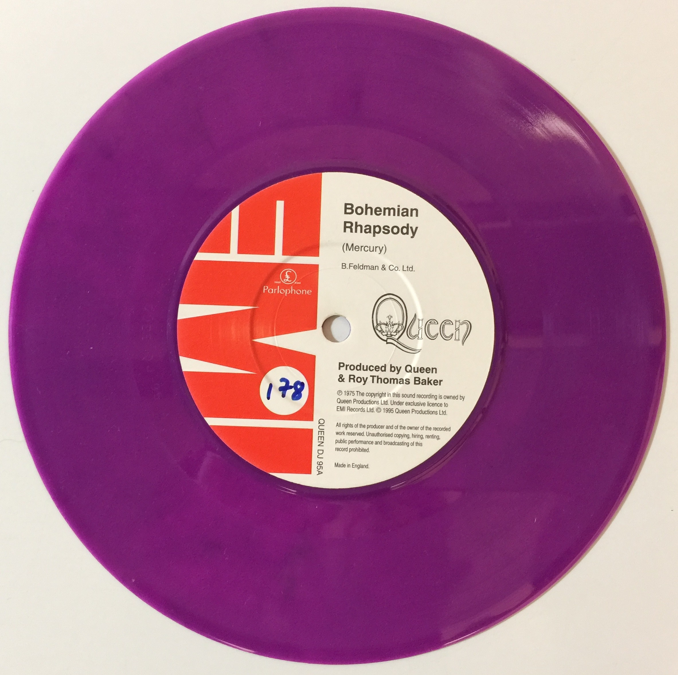 QUEEN - BOHEMIAN RHAPSODY 7" (PURPLE VINYL - QUEEN DJ 95). - Image 3 of 4