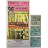 GENE PITNEY / TROGGS 1967 CAPITOL CARDIFF HANDBILL AND TICKET STUBS