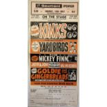 THE KINKS AND THE YARDBIRDS 1965 HANDBILL