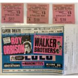 ROY ORBISON / WALKER BROTHERS 1966 CAPITOL CARDIFF HANDBILL AND TICKET STUBS