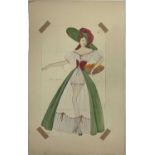 HILDA WETTON (1896-1980) - HAND DRAWN WINDMILL THEATRE SHOWGIRL COSTUME DESIGN - NELL GWYNNE